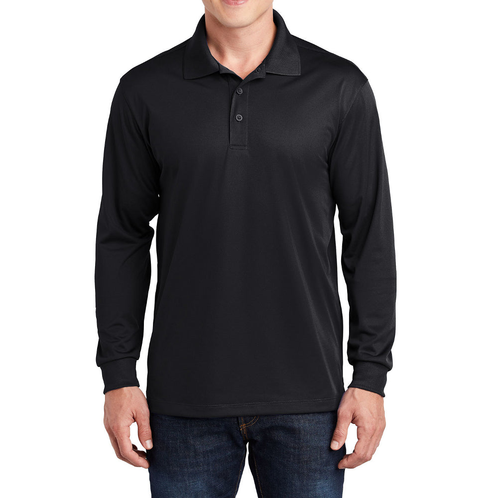 Yellow Rooster Men's Polyester Tricot Micropique Sport-Wick Long Sleeve Moisture Wicking Polo T-shirt