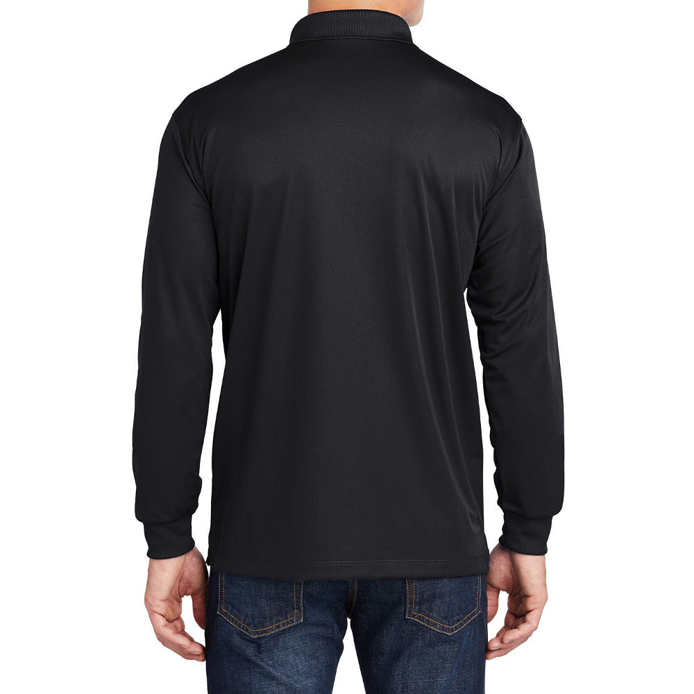 Yellow Rooster Men's Polyester Tricot Micropique Sport-Wick Long Sleeve Moisture Wicking Polo T-shirt