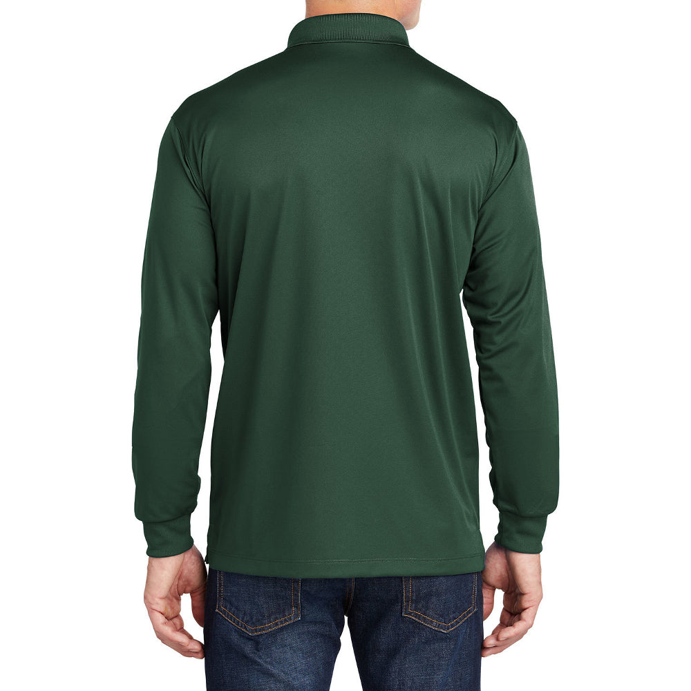 Yellow Rooster Men's Polyester Tricot Micropique Sport-Wick Long Sleeve Moisture Wicking Polo T-shirt