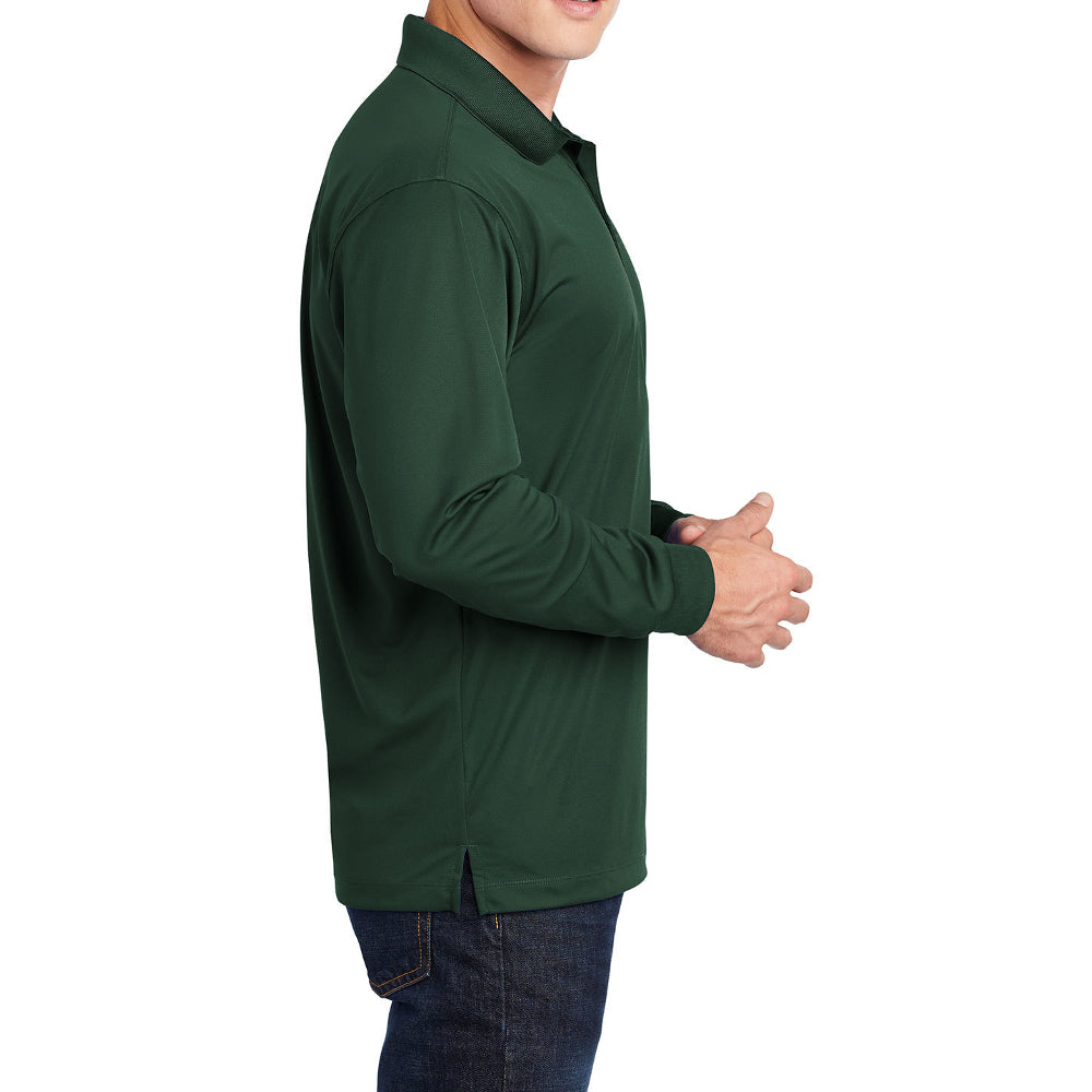 Yellow Rooster Men's Polyester Tricot Micropique Sport-Wick Long Sleeve Moisture Wicking Polo T-shirt