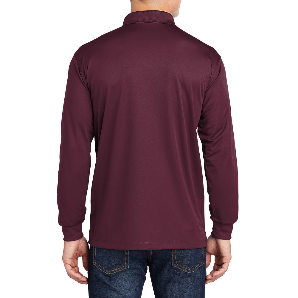Yellow Rooster Men's Polyester Tricot Micropique Sport-Wick Long Sleeve Moisture Wicking Polo T-shirt