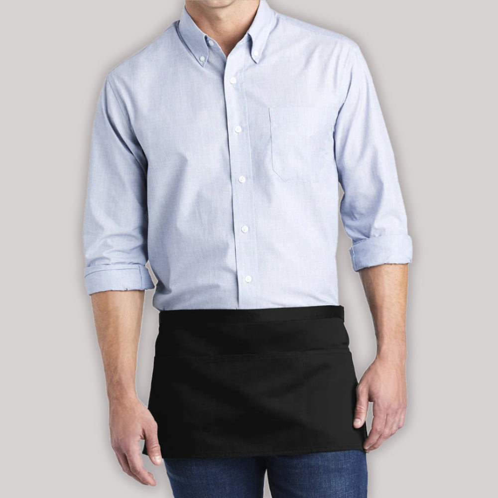 Men's Versatile Three-Pocket Waitstaff Durable Apron