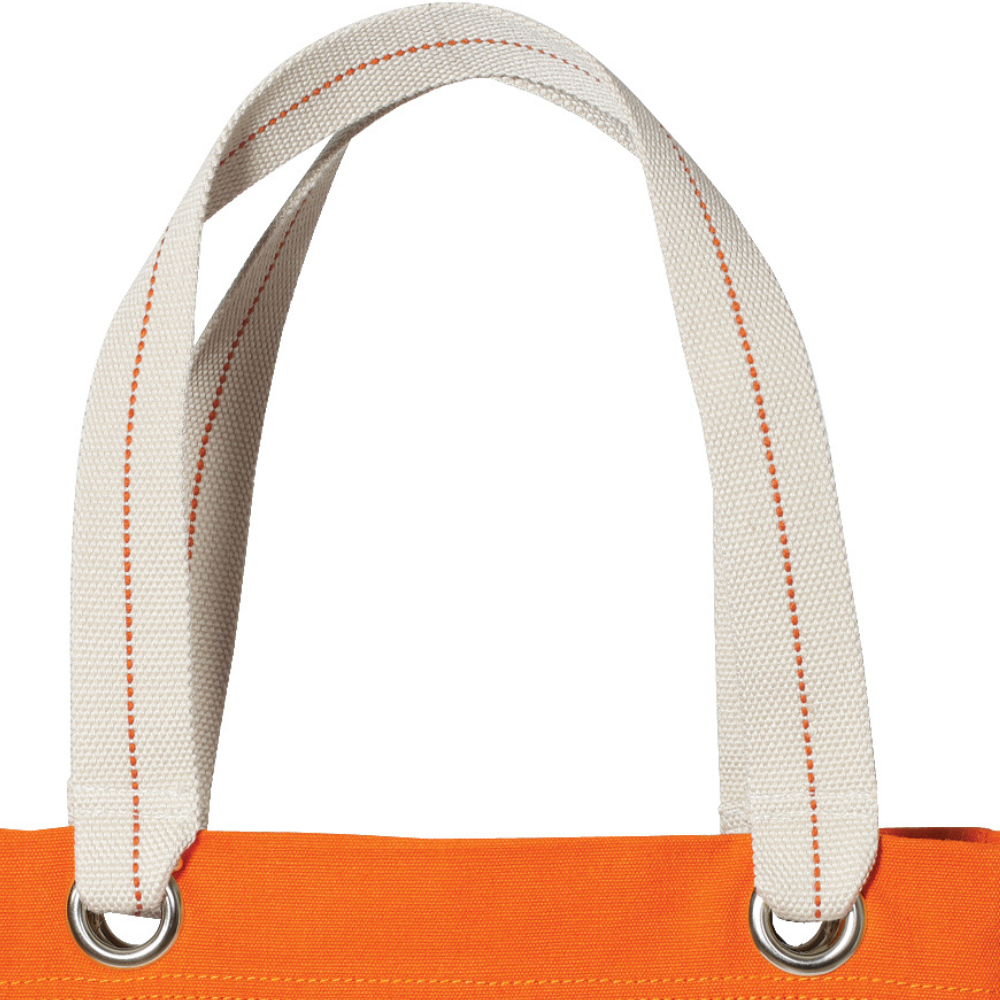 Allie Tote Bag – Cotton Canvas with Striped Handles & Zippered Pocket for Everyday Use