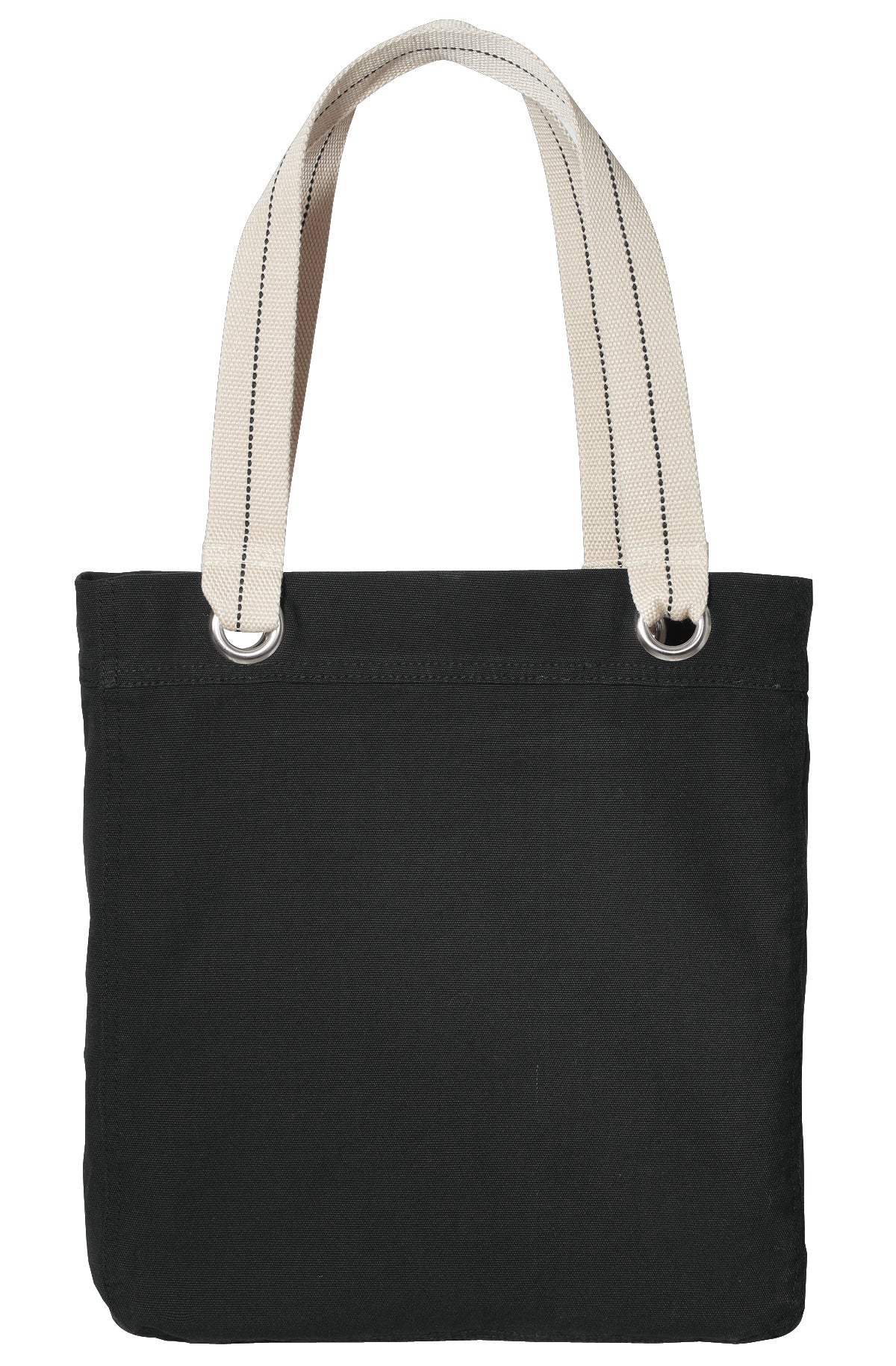 Allie Tote Bag – Cotton Canvas with Striped Handles & Zippered Pocket for Everyday Use