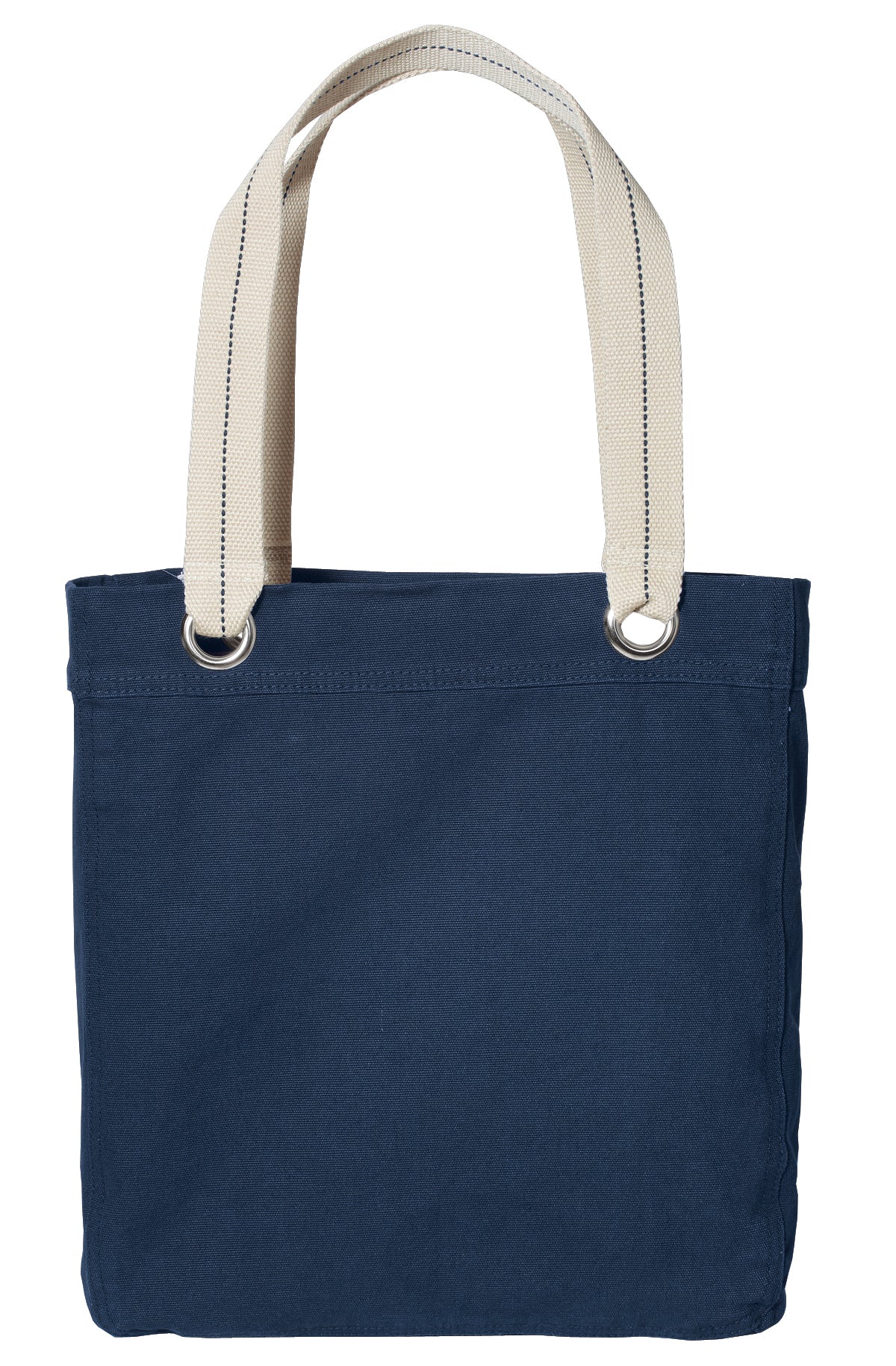 Allie Tote Bag – Cotton Canvas with Striped Handles & Zippered Pocket for Everyday Use