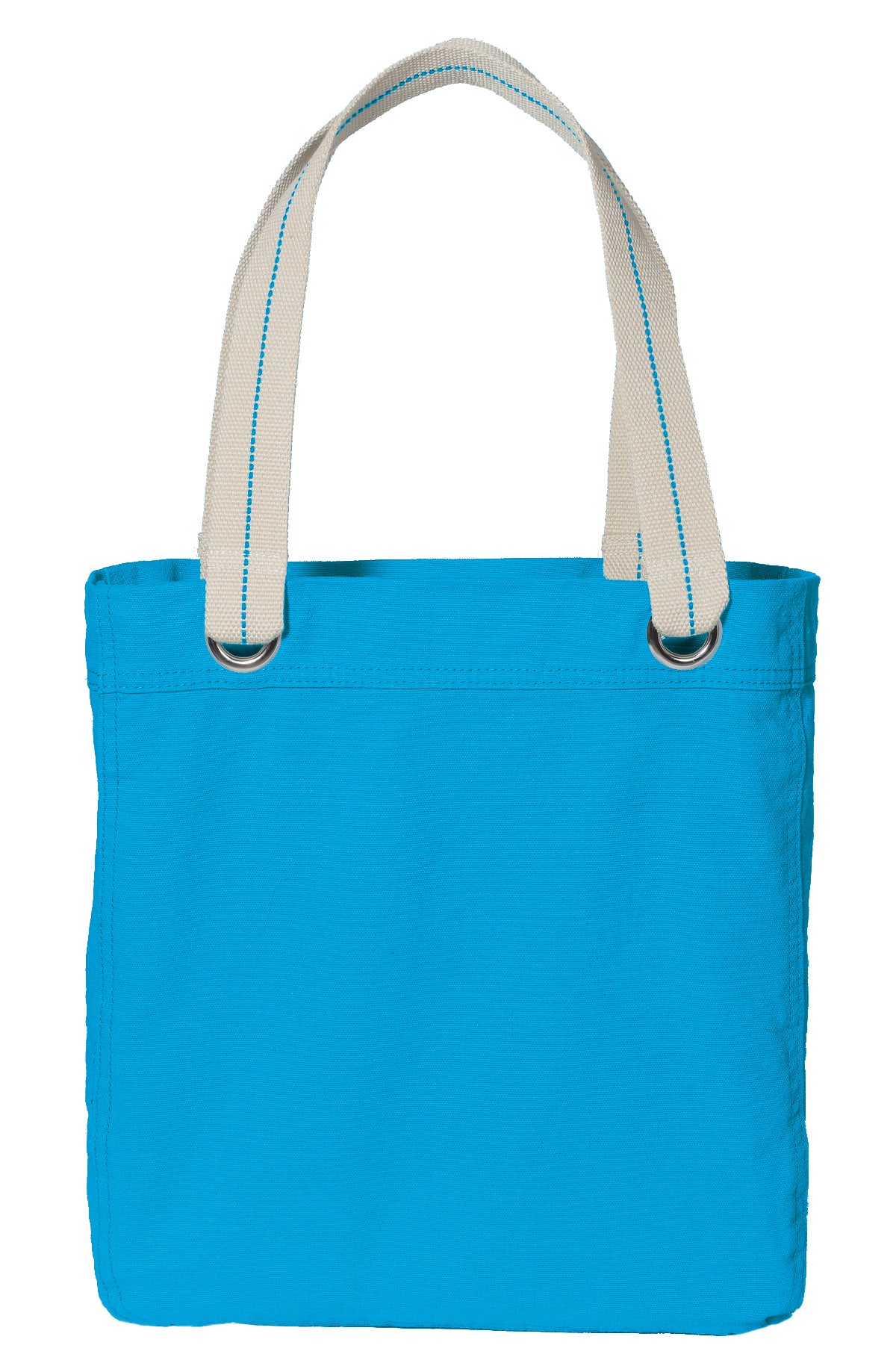 Allie Tote Bag – Cotton Canvas with Striped Handles & Zippered Pocket for Everyday Use