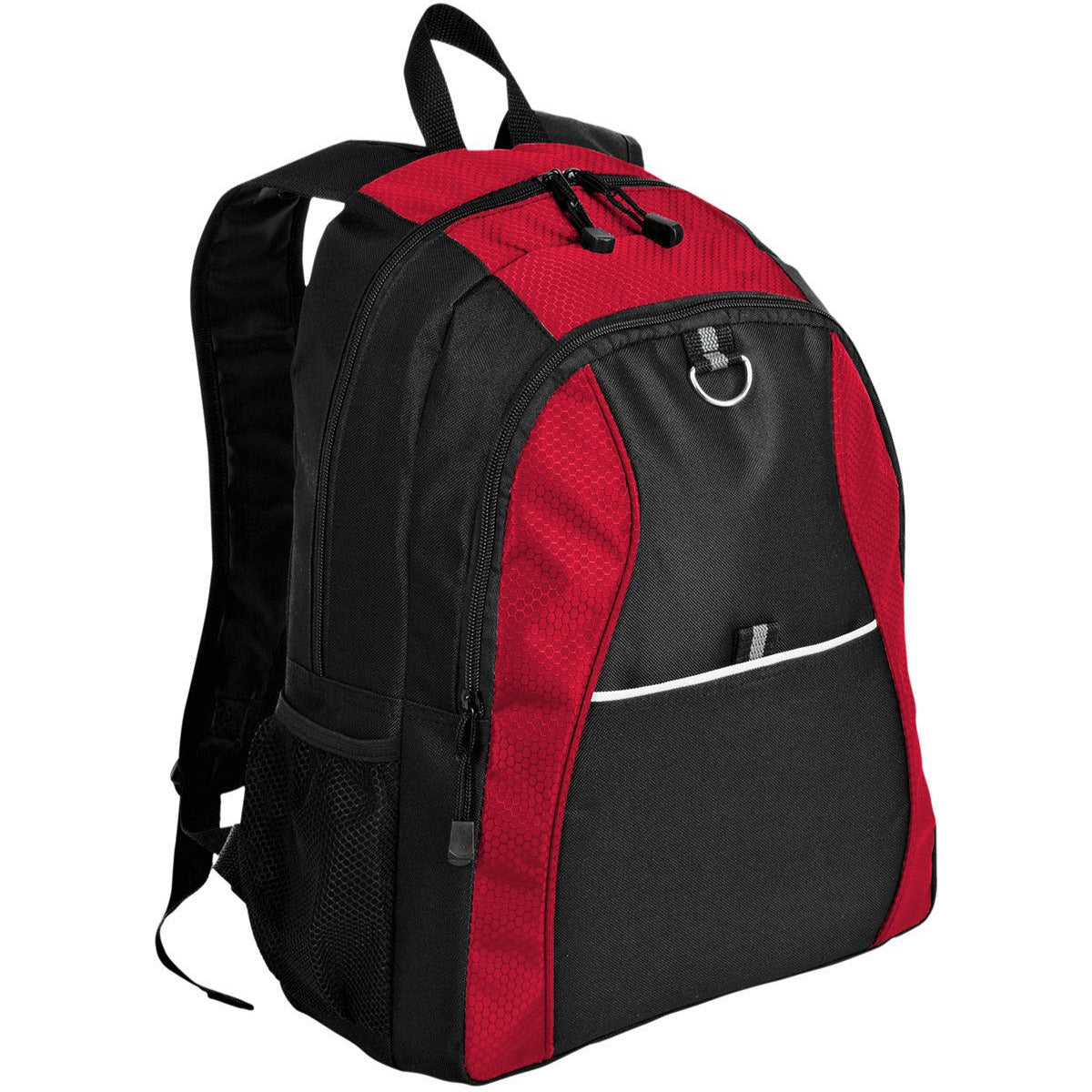 Unique Texture Contrast Honeycomb Backpack Red/Black