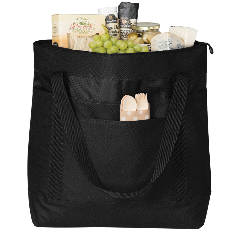 Large Tote Cooler Bag with Zippered Top & Water-Resistant Lining