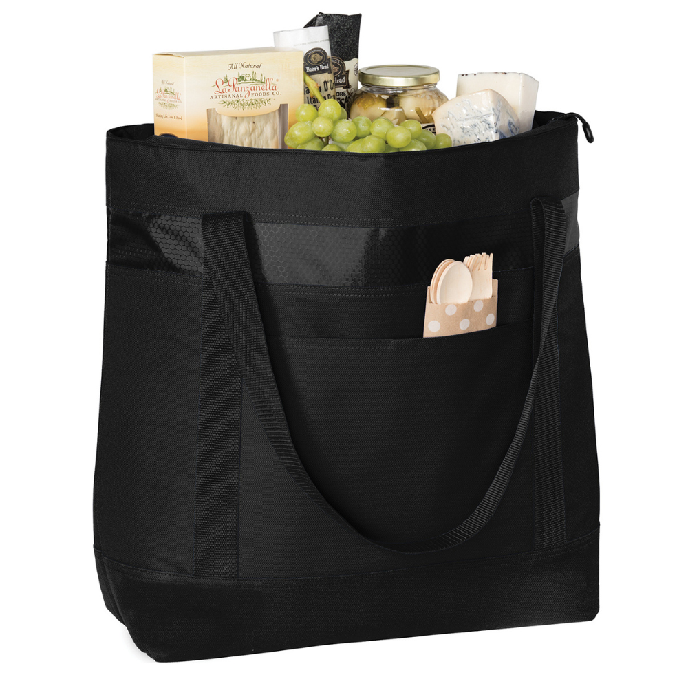 Large Tote Cooler Bag with Zippered Top & Water-Resistant Lining