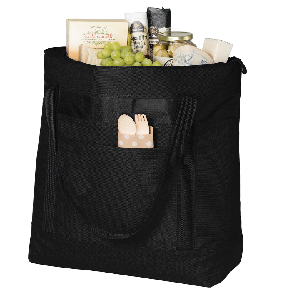 Large Tote Cooler Bag with Zippered Top & Water-Resistant Lining