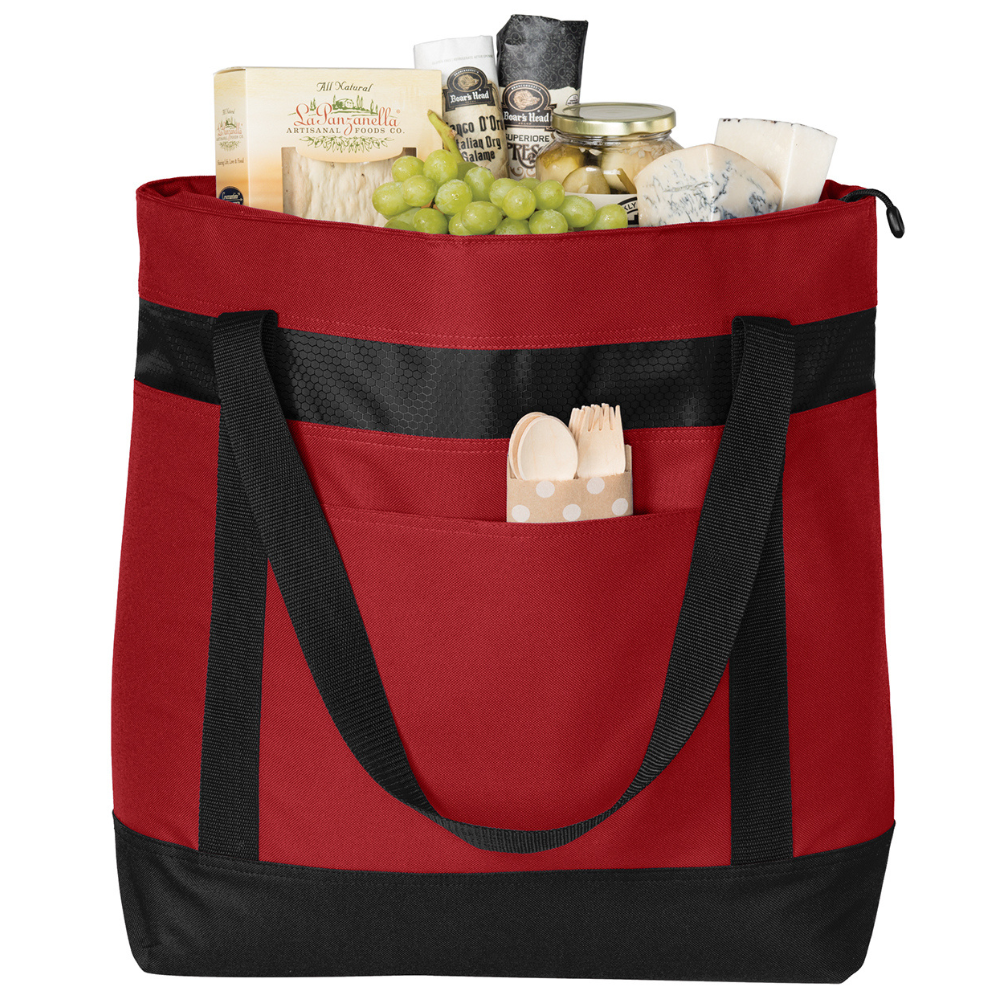 Large Tote Cooler Bag with Zippered Top & Water-Resistant Lining
