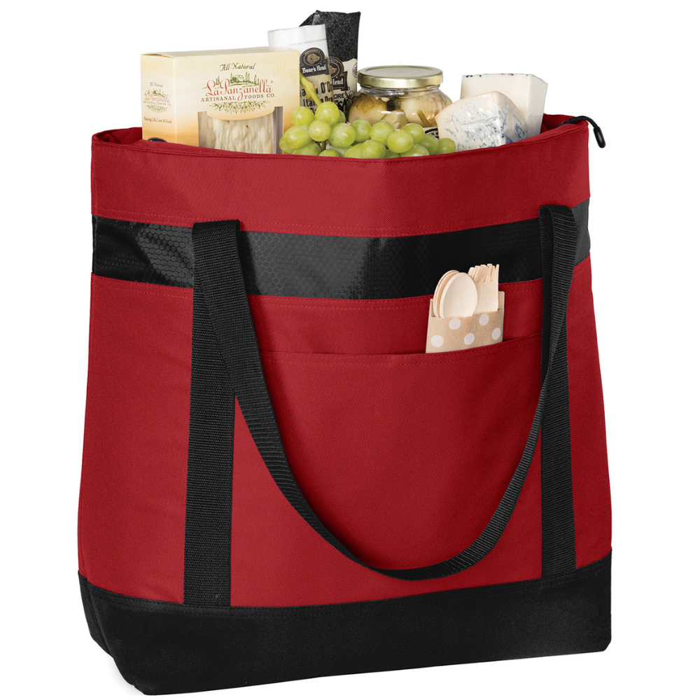 Large Tote Cooler Bag with Zippered Top & Water-Resistant Lining