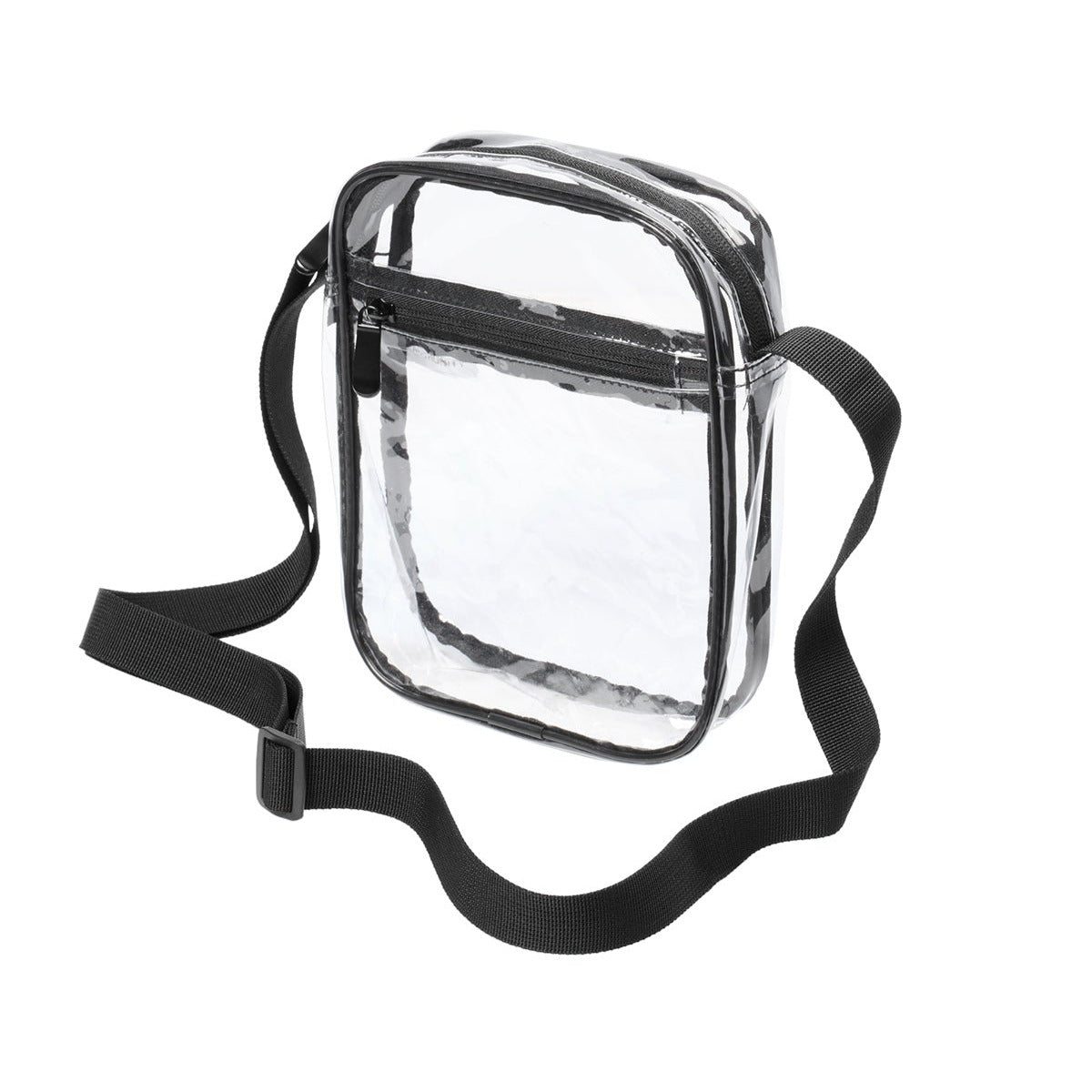 Clear Crossbody Bag with Polyester Trim Adjustable Strap