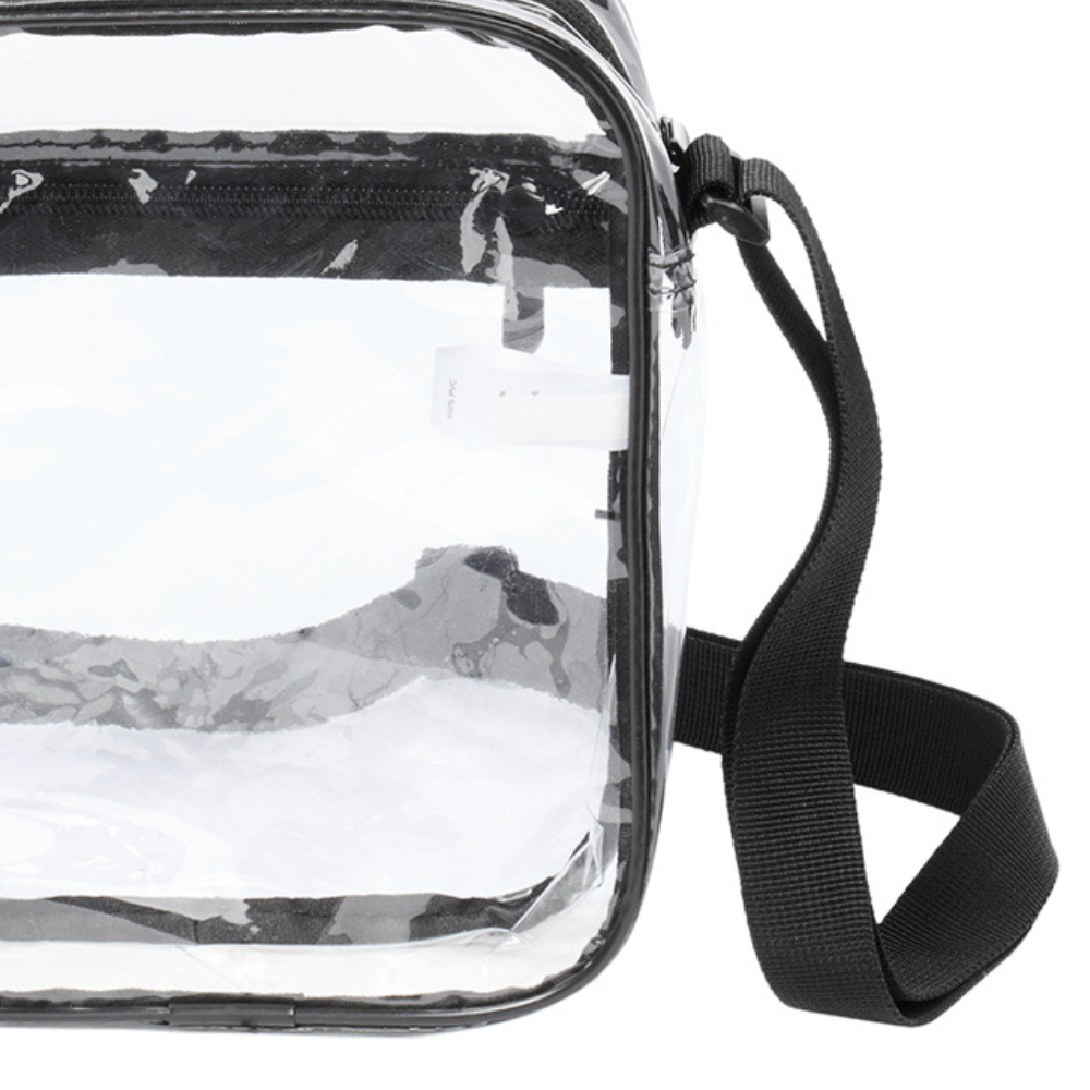 Clear Crossbody Bag with Polyester Trim Adjustable Strap