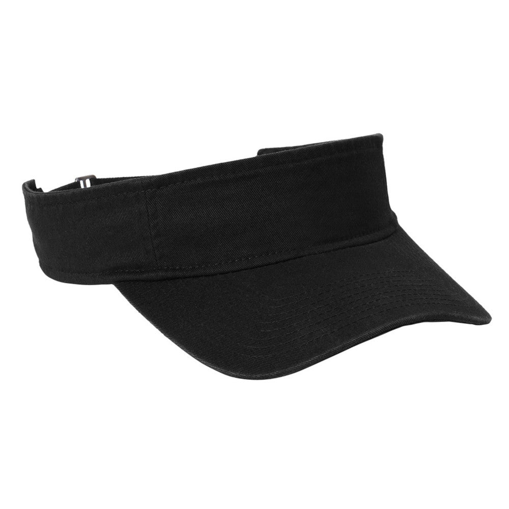 Unisex Fashion Visor Washed Cotton Twill 3-Panel Design for Lived-In Look Self-Fabric Sweatband-Black
