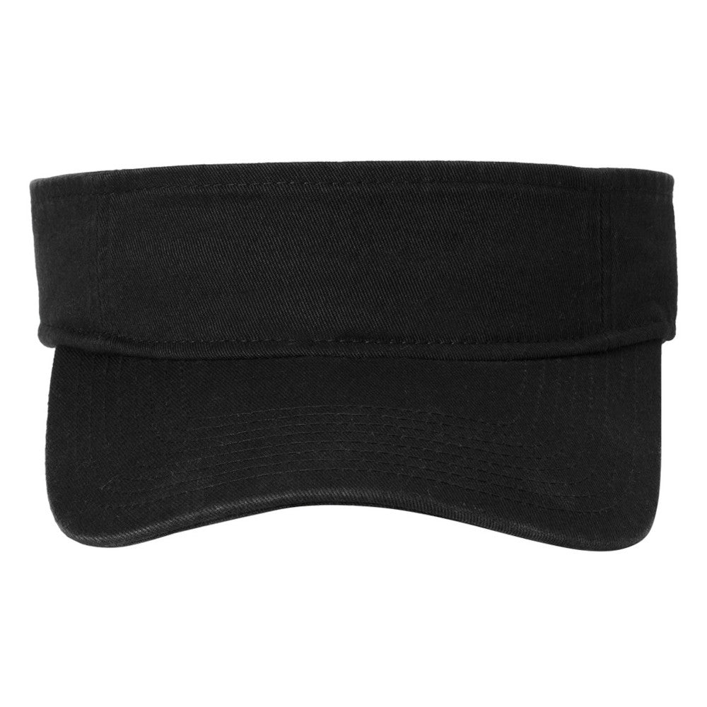 Unisex Fashion Visor Washed Cotton Twill 3-Panel Design for Lived-In Look Self-Fabric Sweatband-Black