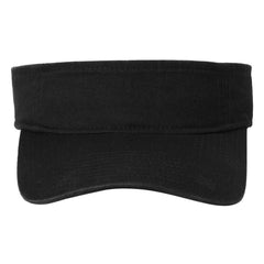 Unisex Fashion Visor Washed Cotton Twill 3-Panel Design for Lived-In Look Self-Fabric Sweatband-Black