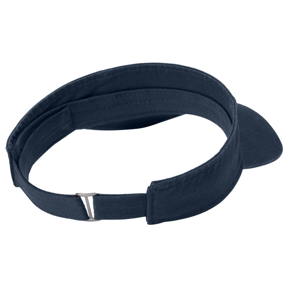 Unisex Fashion Visor Washed Cotton Twill 3-Panel Design for Lived-In Look Self-Fabric Sweatband-Classic Navy