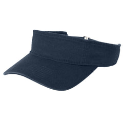 Unisex Fashion Visor Washed Cotton Twill 3-Panel Design for Lived-In Look Self-Fabric Sweatband-Classic Navy