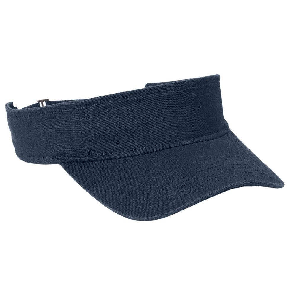 Unisex Fashion Visor Washed Cotton Twill 3-Panel Design for Lived-In Look Self-Fabric Sweatband-Classic Navy