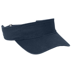 Unisex Fashion Visor Washed Cotton Twill 3-Panel Design for Lived-In Look Self-Fabric Sweatband-Classic Navy