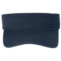 Unisex Fashion Visor Washed Cotton Twill 3-Panel Design for Lived-In Look Self-Fabric Sweatband-Classic Navy