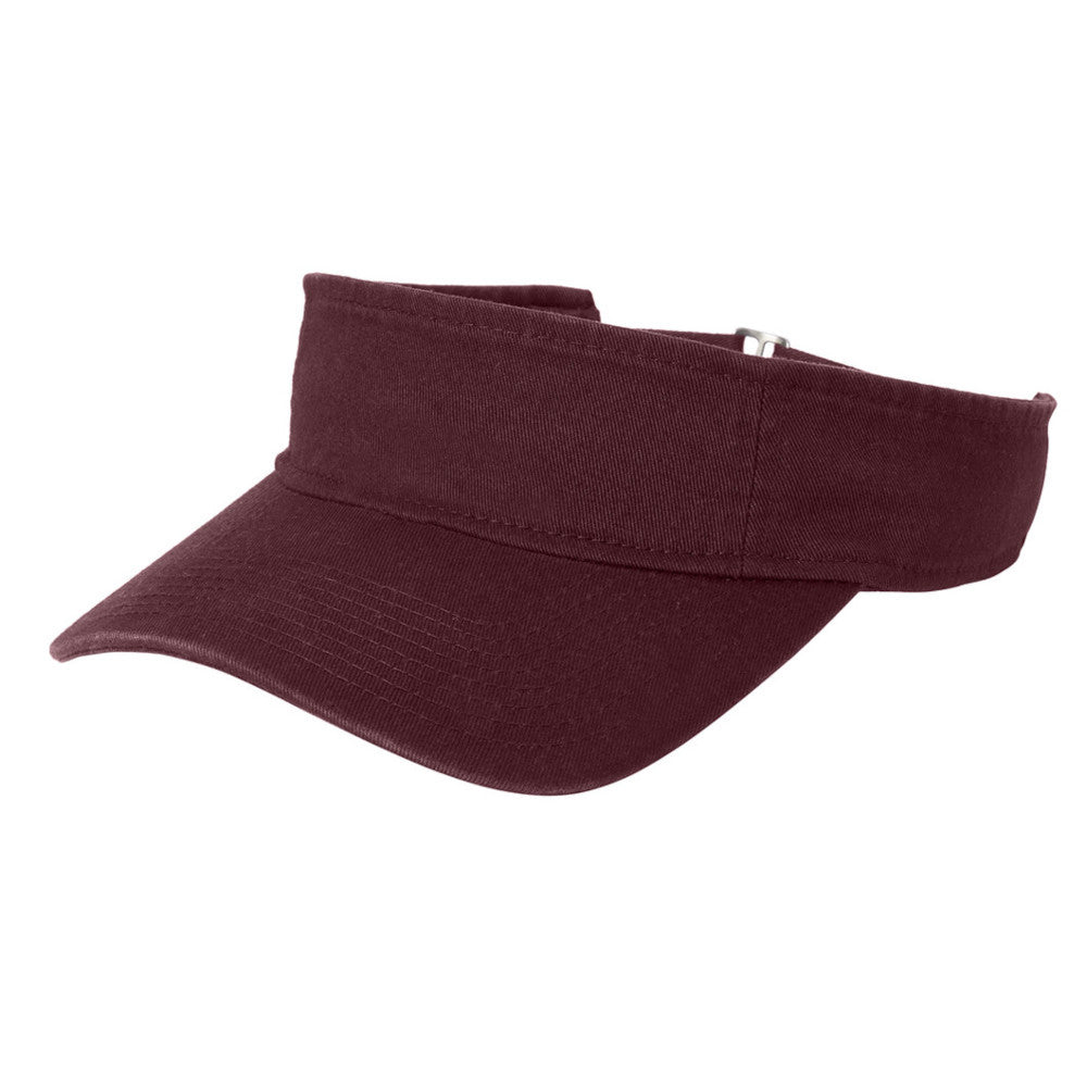 Unisex Fashion Visor Washed Cotton Twill 3-Panel Design for Lived-In Look Self-Fabric Sweatband-Maroon