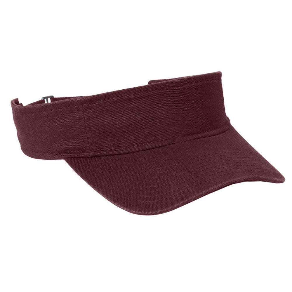 Unisex Fashion Visor Washed Cotton Twill 3-Panel Design for Lived-In Look Self-Fabric Sweatband-Maroon