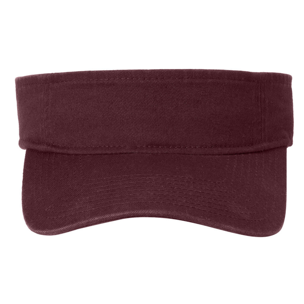 Unisex Fashion Visor Washed Cotton Twill 3-Panel Design for Lived-In Look Self-Fabric Sweatband-Maroon