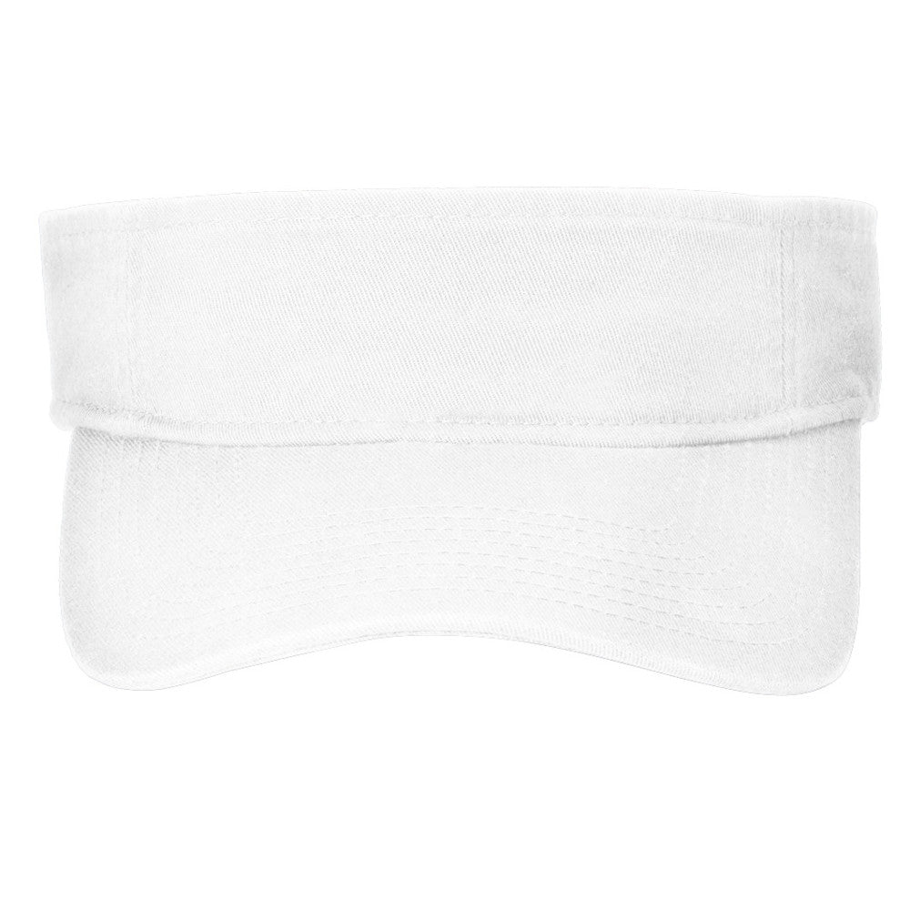 Unisex Fashion Visor Washed Cotton Twill 3-Panel Design for Lived-In Look Self-Fabric Sweatband-White