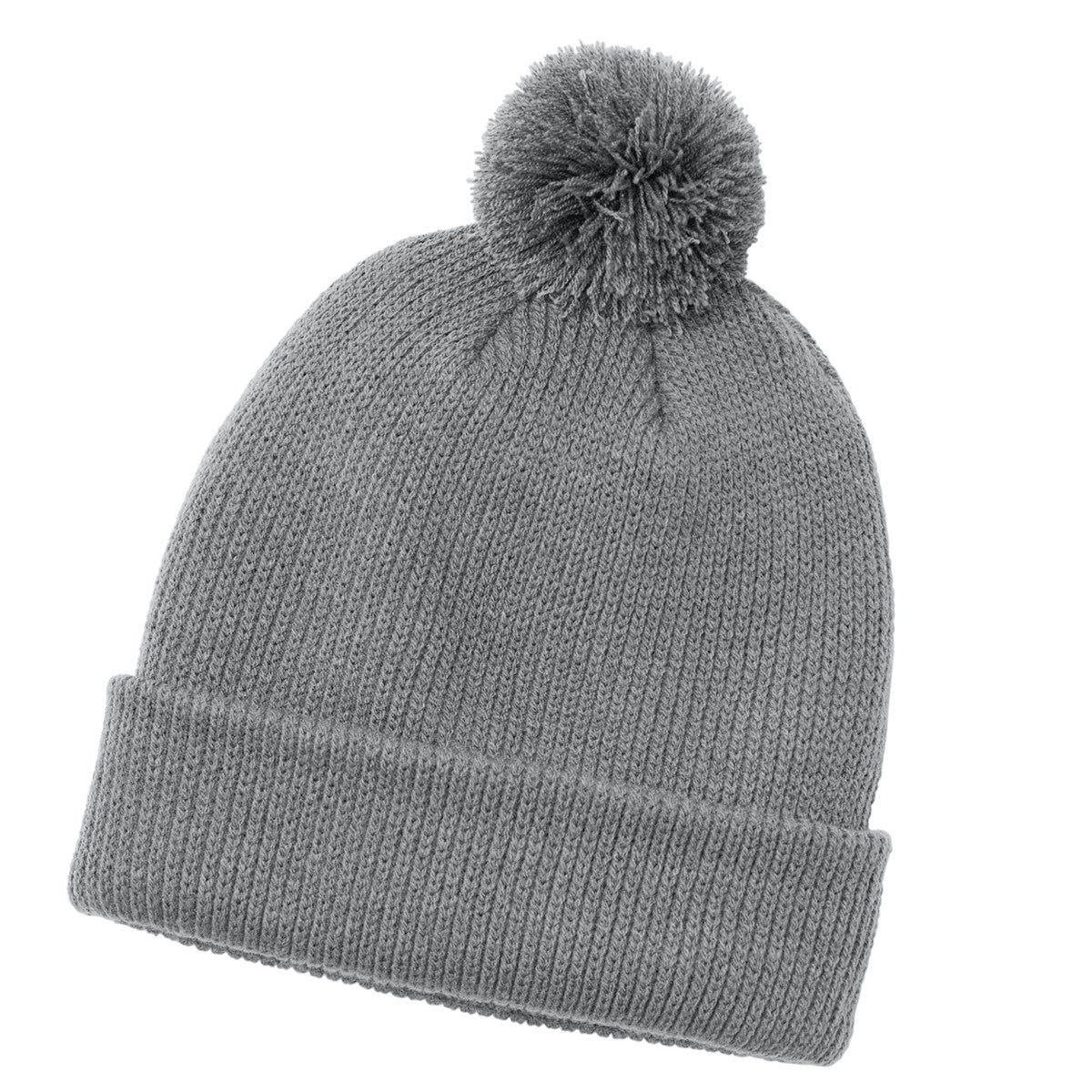 Stylish Cozy Pom Beanie for Cold Weather - Gusty Grey