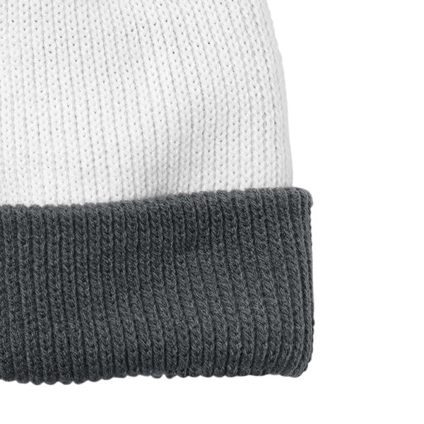 Warm Soft & Cozy Pom Beanie - Storm Grey-Marshmallow-Charcoal Heather