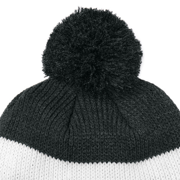 Warm Soft & Cozy Pom Beanie - Storm Grey-Marshmallow-Charcoal Heather