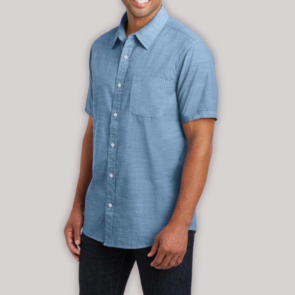Men's Short Sleeve Washed Woven Shirt