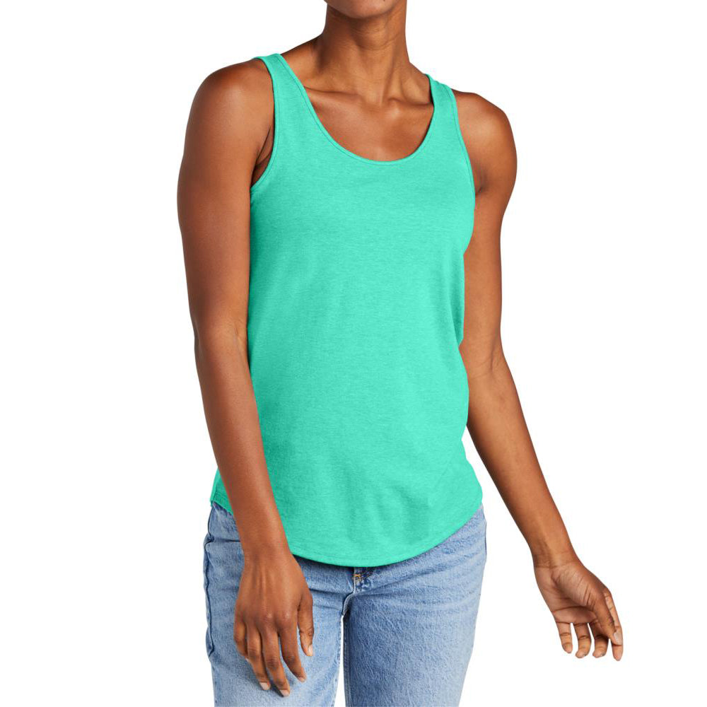 Womens Casual Soft and Comfort Perfect Tri Relaxed Tank Top Aqua Heather