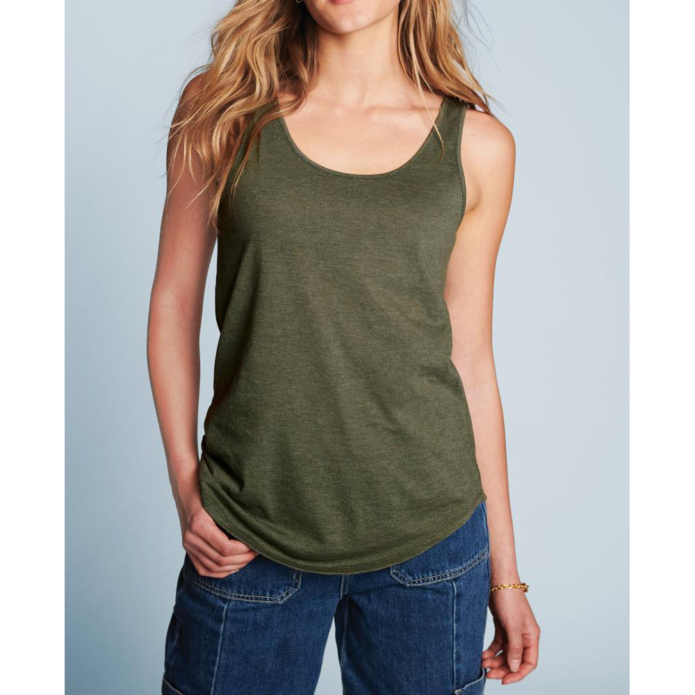 Womens Casual Soft and Comfort Perfect Tri Relaxed Tank Top Military Green Frost