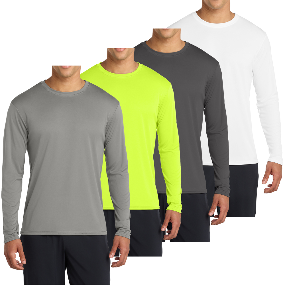 Men’s Casual UPF 50 Long Sleeve Performance T-Shirt Pack of 4