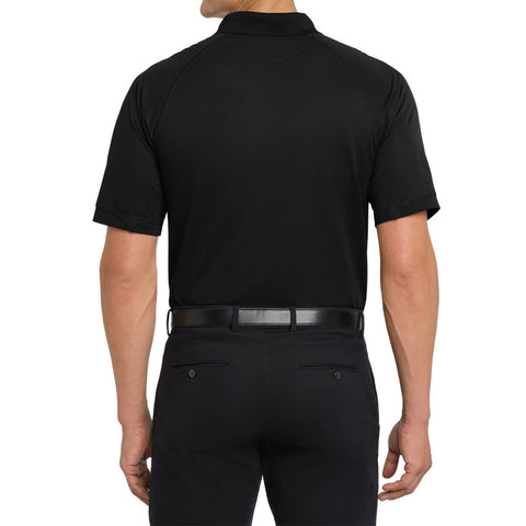 Men's Dry Zone Ottoman Polo Moisture-Wicking Snag-Resistant Flat Knit Collar 2-Button Placket Raglan Sleeves Rib Knit Side Vents Rental-Friendly-Black