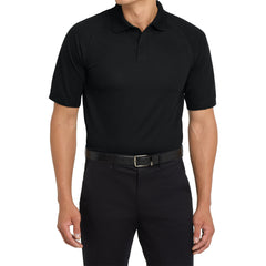Men's Dry Zone Ottoman Polo Moisture-Wicking Snag-Resistant Flat Knit Collar 2-Button Placket Raglan Sleeves Rib Knit Side Vents Rental-Friendly-Black