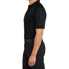 Men's Dry Zone Ottoman Polo Moisture-Wicking Snag-Resistant Flat Knit Collar 2-Button Placket Raglan Sleeves Rib Knit Side Vents Rental-Friendly-Black