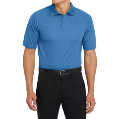 Men's Dry Zone Ottoman Polo Moisture-Wicking Snag-Resistant Flat Knit Collar 2-Button Placket Raglan Sleeves Rib Knit Side Vents Rental-Friendly-Blue Lake