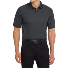 Men's Dry Zone Ottoman Polo Moisture-Wicking Snag-Resistant Flat Knit Collar 2-Button Placket Raglan Sleeves Rib Knit Side Vents Rental-Friendly-Iron Grey
