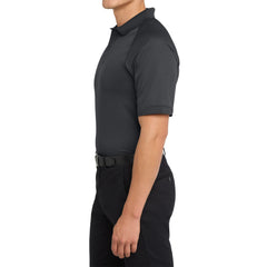 Men's Dry Zone Ottoman Polo Moisture-Wicking Snag-Resistant Flat Knit Collar 2-Button Placket Raglan Sleeves Rib Knit Side Vents Rental-Friendly-Iron Grey