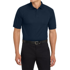 Men's Dry Zone Ottoman Polo Moisture-Wicking Snag-Resistant Flat Knit Collar 2-Button Placket Raglan Sleeves Rib Knit Side Vents Rental-Friendly-Navy
