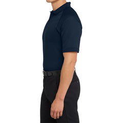 Men's Dry Zone Ottoman Polo Moisture-Wicking Snag-Resistant Flat Knit Collar 2-Button Placket Raglan Sleeves Rib Knit Side Vents Rental-Friendly-Navy