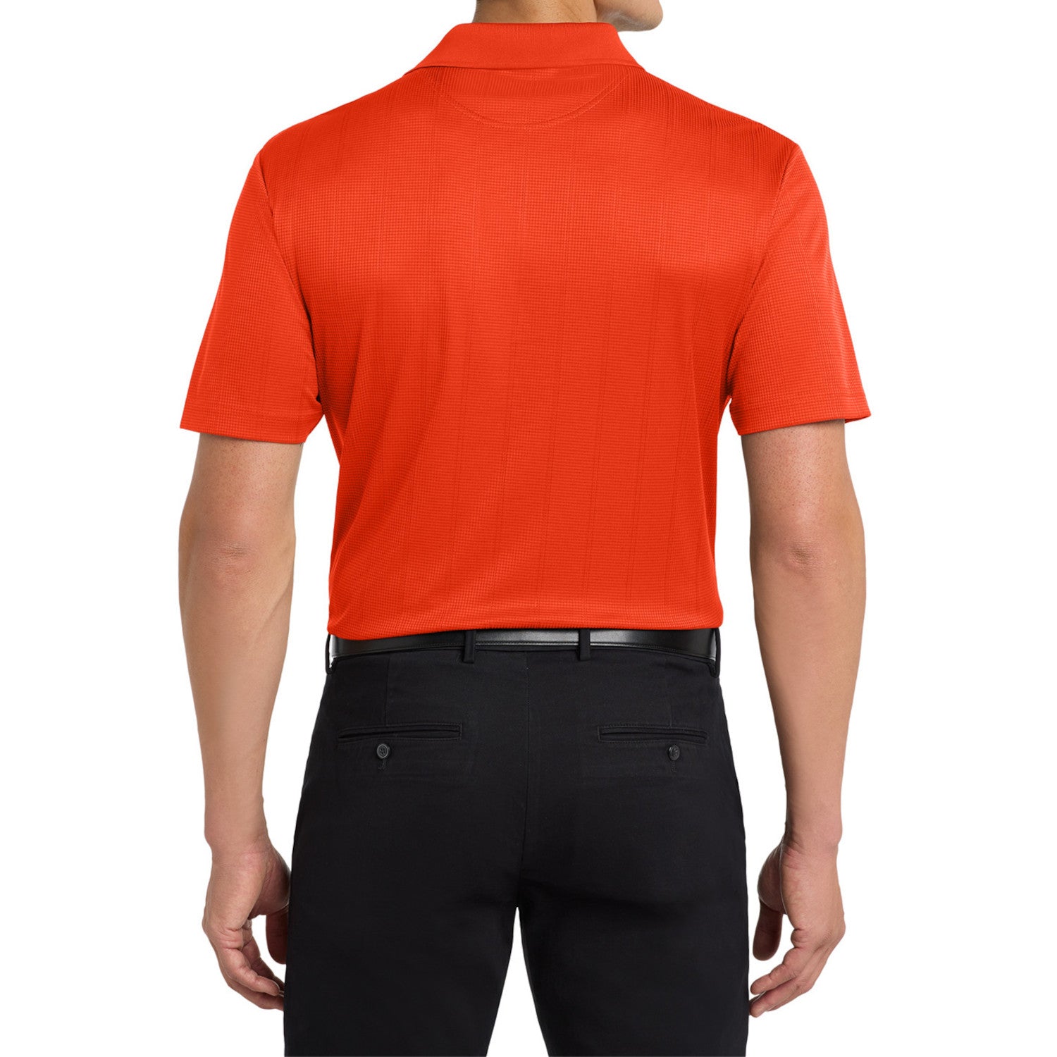 Mafoose Men's Performance Fine Jacquard Polo Autumn Orange-Back
