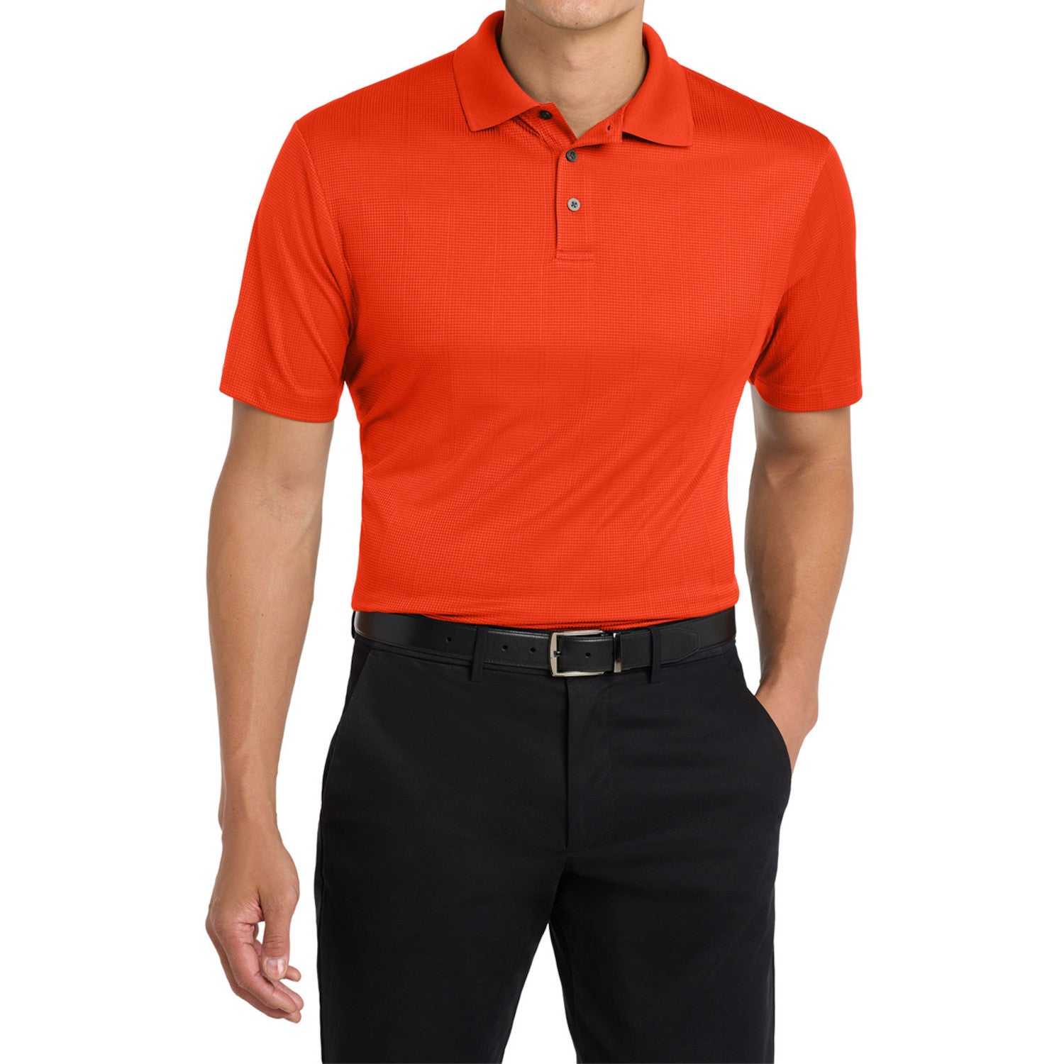 Mafoose Men's Performance Fine Jacquard Polo Autumn Orange-Front