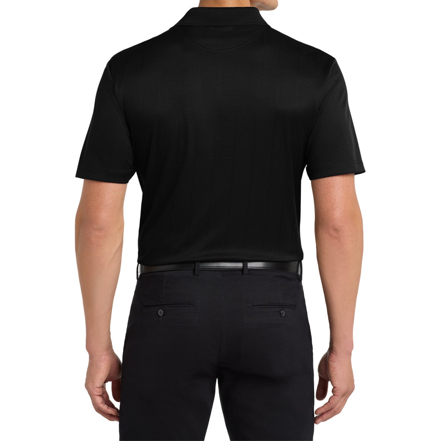 Mafoose Men's Performance Fine Jacquard Polo Black-Back