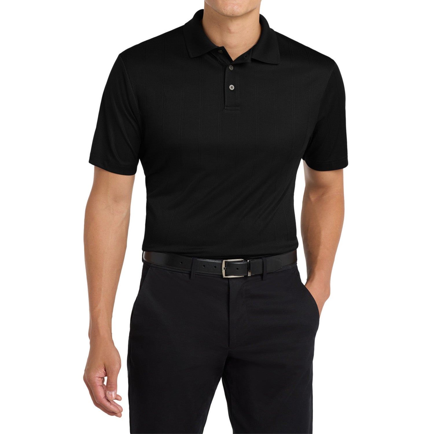 Mafoose Men's Performance Fine Jacquard Polo Black-Front