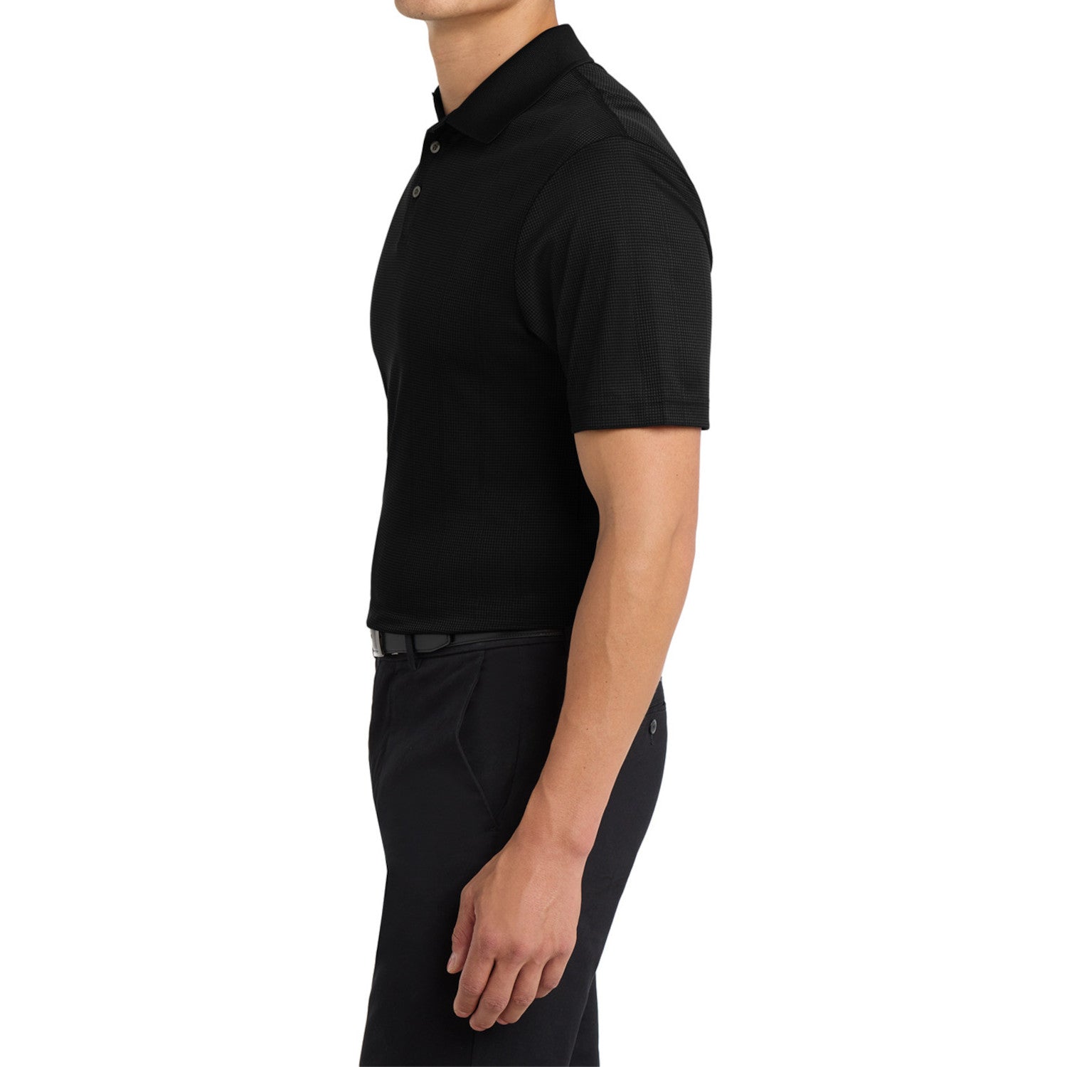Mafoose Men's Performance Fine Jacquard Polo Black-Side